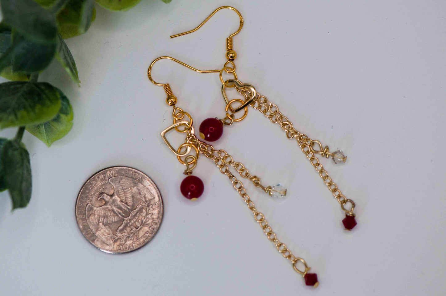 Red and Gold Heart Earring
