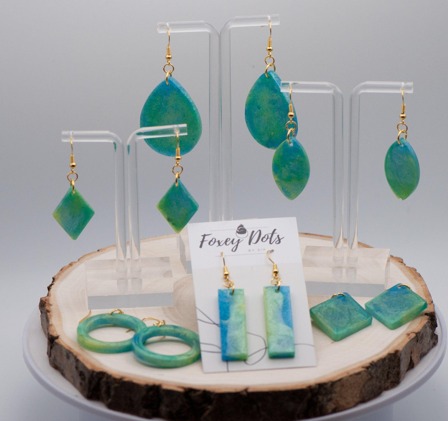 Lagoon Blue Earrings (Leaf)