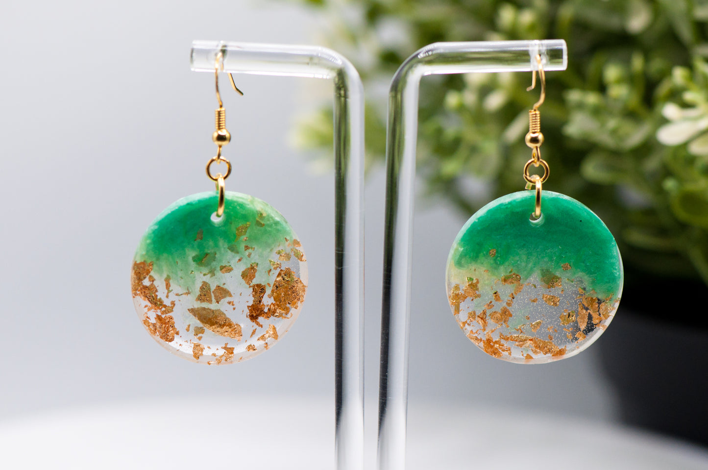 Green and Gold (Circle) Earrings