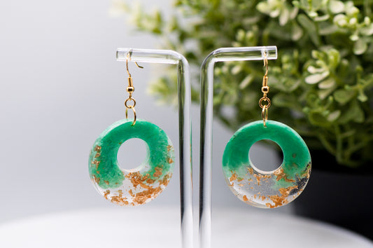 Green and Gold (Circle) Earrings