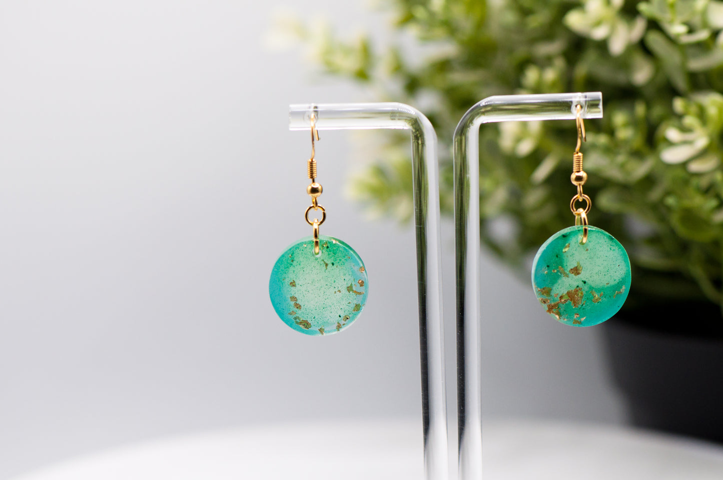 Green and Gold (Circle) Earrings