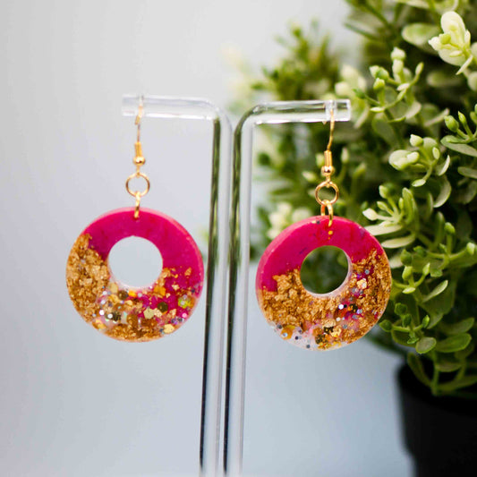 Pink Raspberry Hoop Earrings