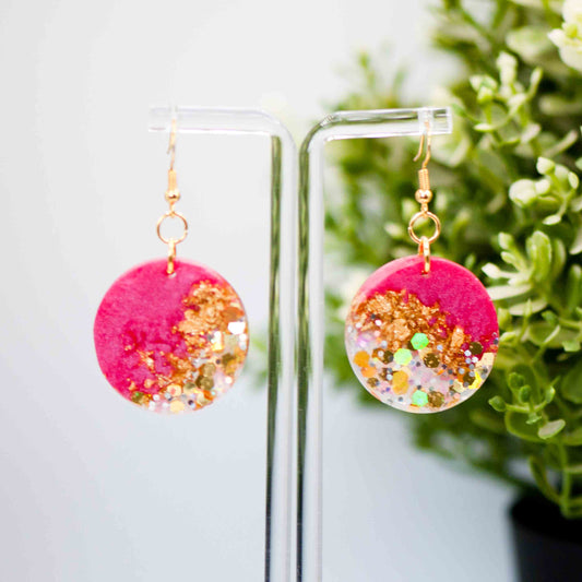 Pink Raspberry Circle Earrings