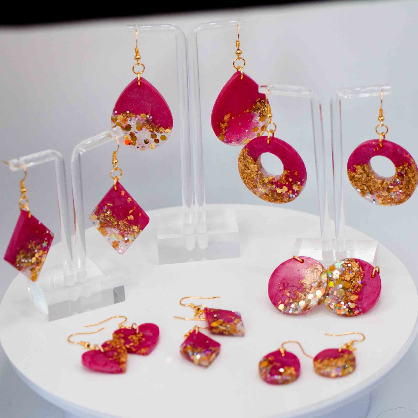 Pink Raspberry Circle Earrings