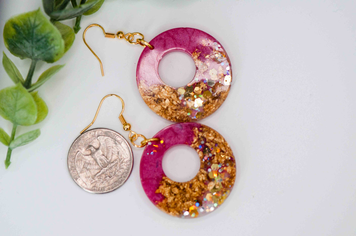 Pink Raspberry Hoop Earrings