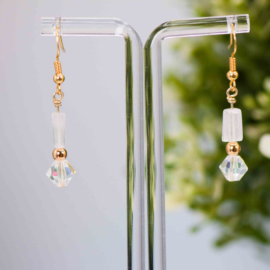 Rose Quartz and Crystal Earrings