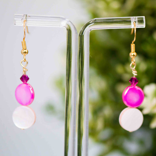 Pink Pearl and Crystal Ombre Earrings