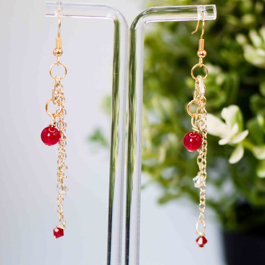 Red and Gold Heart Earring