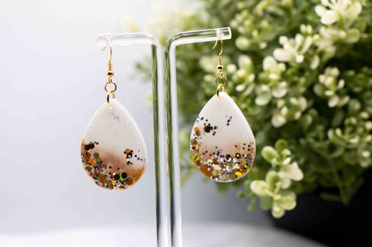 White Glitter Earrings (Teardrop)