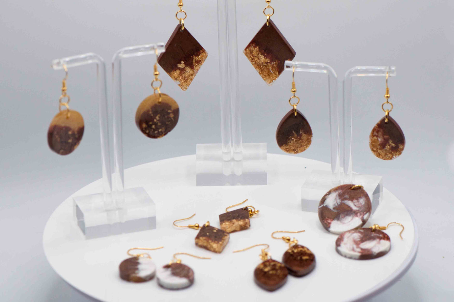 Chocolate and Carmel Earrings (diamond)