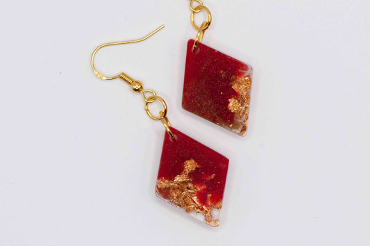 Red and Gold Earrings (diamond)