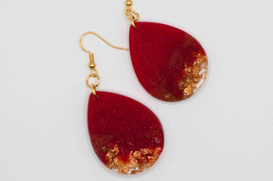 Red and Gold Earrings (Teardrop)