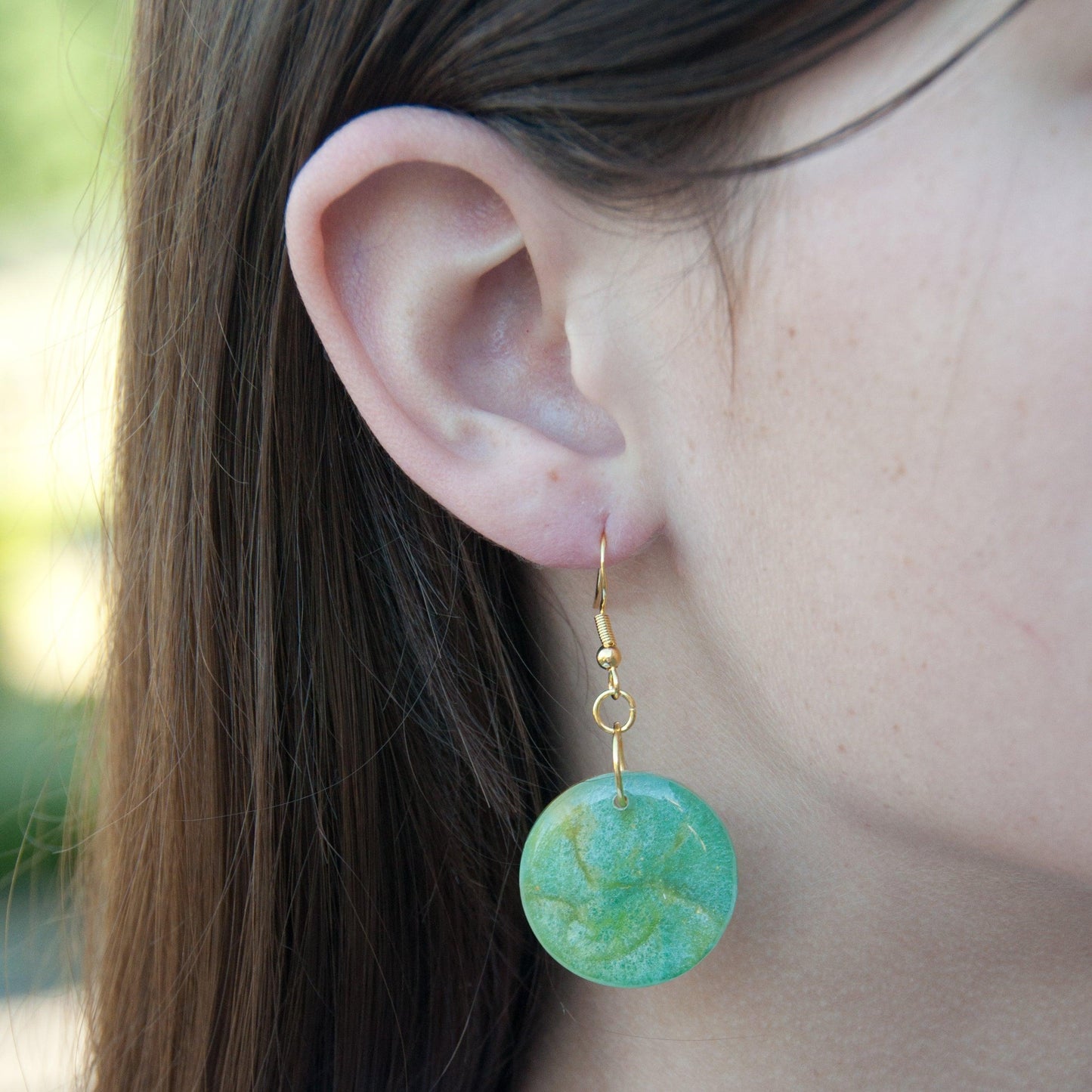 Green and Yellow Circle Earrings