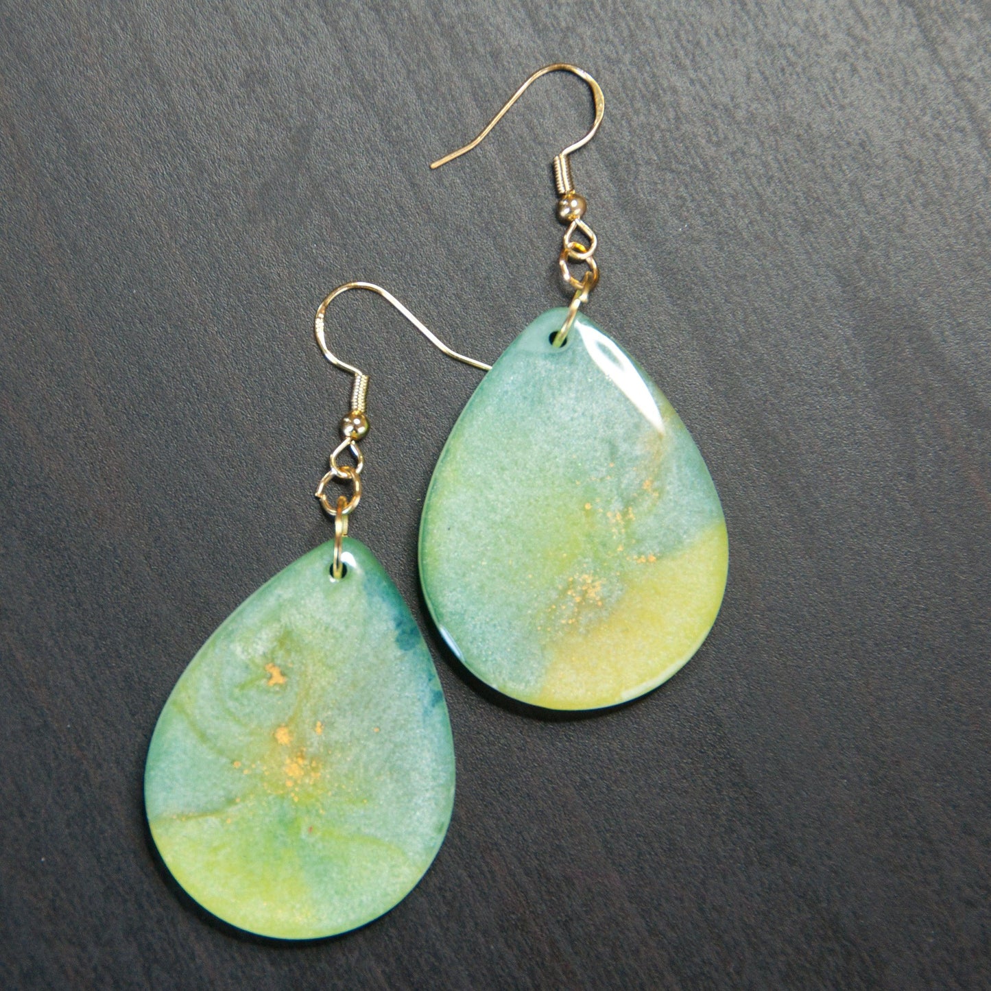 Green and Yellow Teardrop Earrings