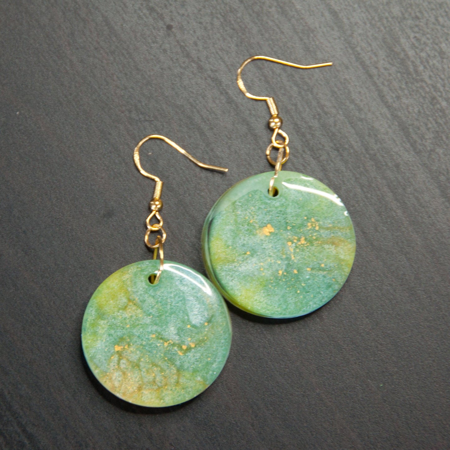 Green and Yellow Circle Earrings