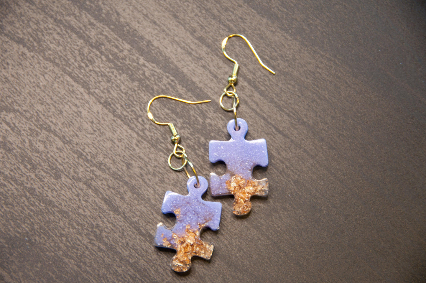 Lilac and Gold Puzzle Earrings