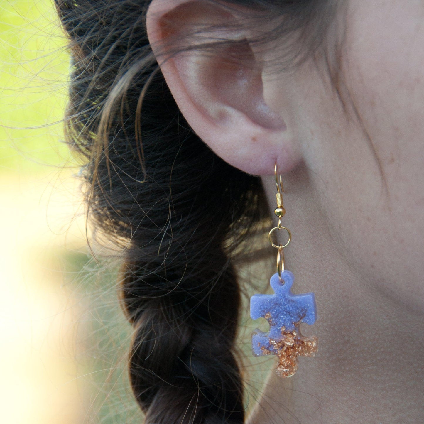 Lilac and Gold Puzzle Earrings